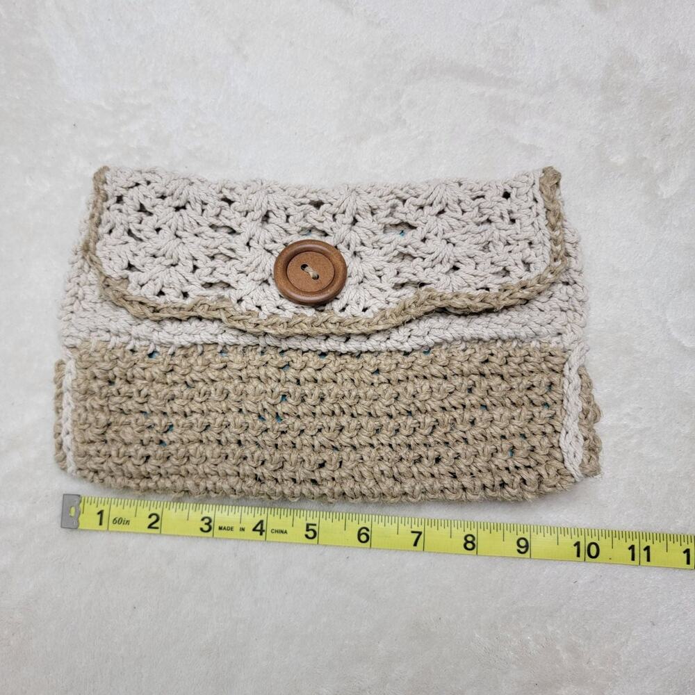 Super cute macrame clutch bag with fabric interior